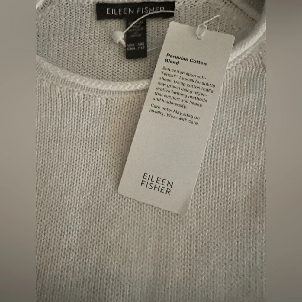 NWT $198 Eileen Fisher White Raglan Sleeve Sweater Size XXS Cotton - Picture 4 of 11